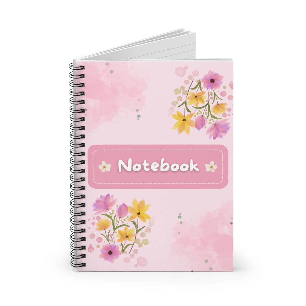Pink Floral Notebook spiral notebook | ruled lined journal