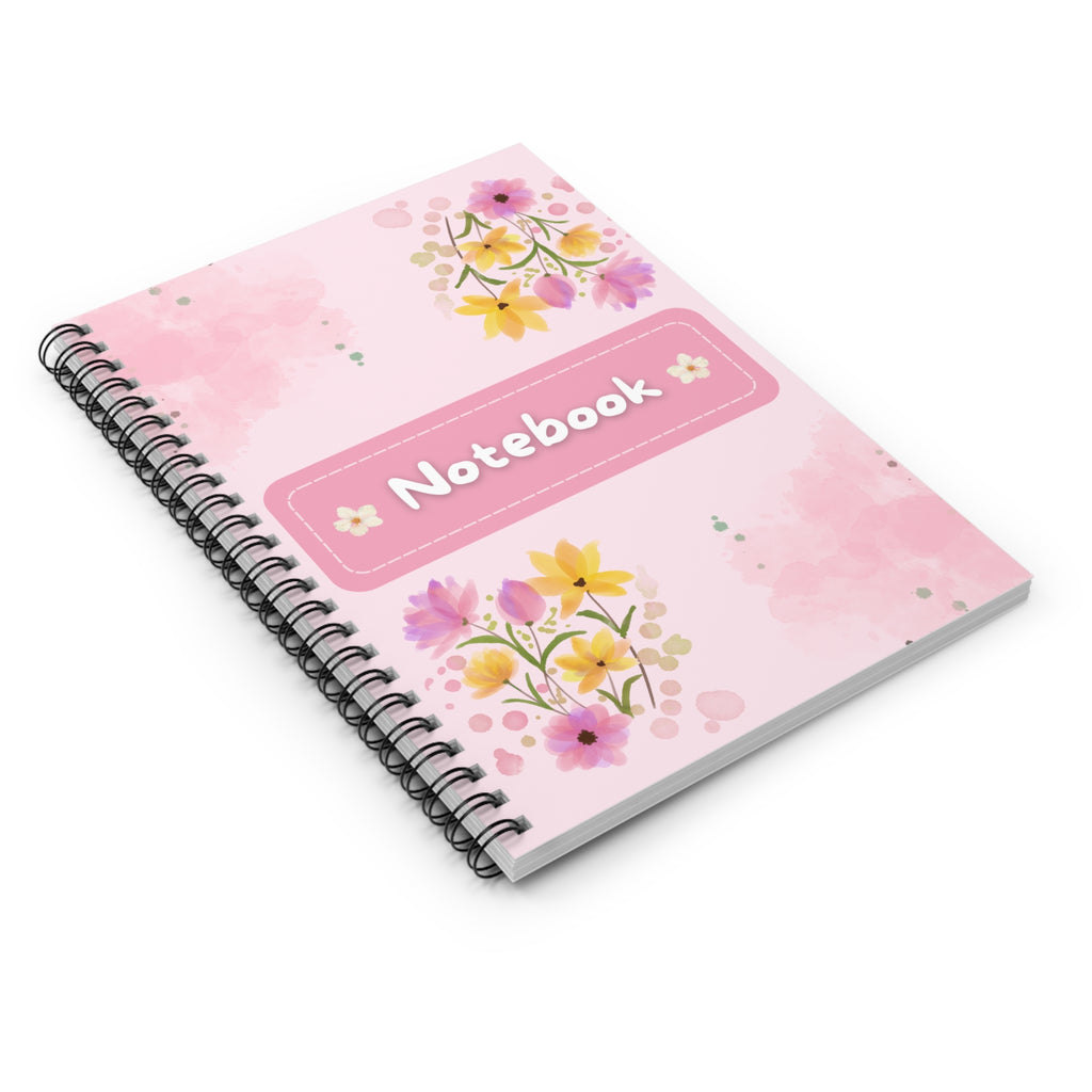 Pink Floral Notebook spiral notebook | ruled lined journal