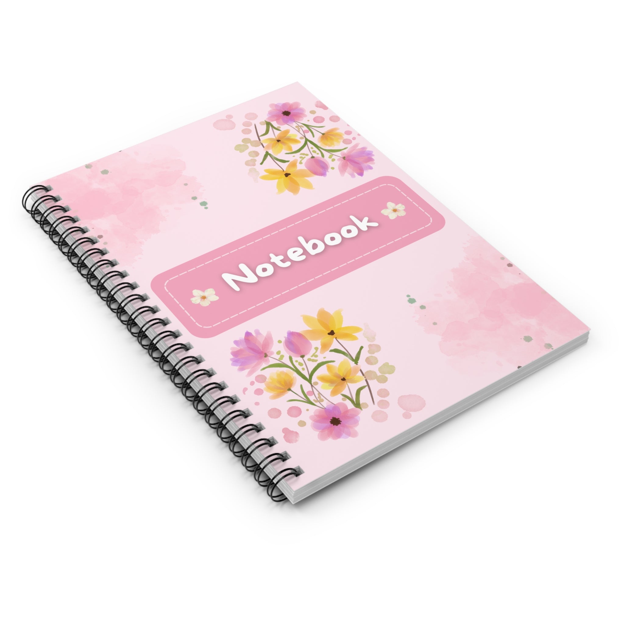 Pink Floral Notebook spiral notebook | ruled lined journal