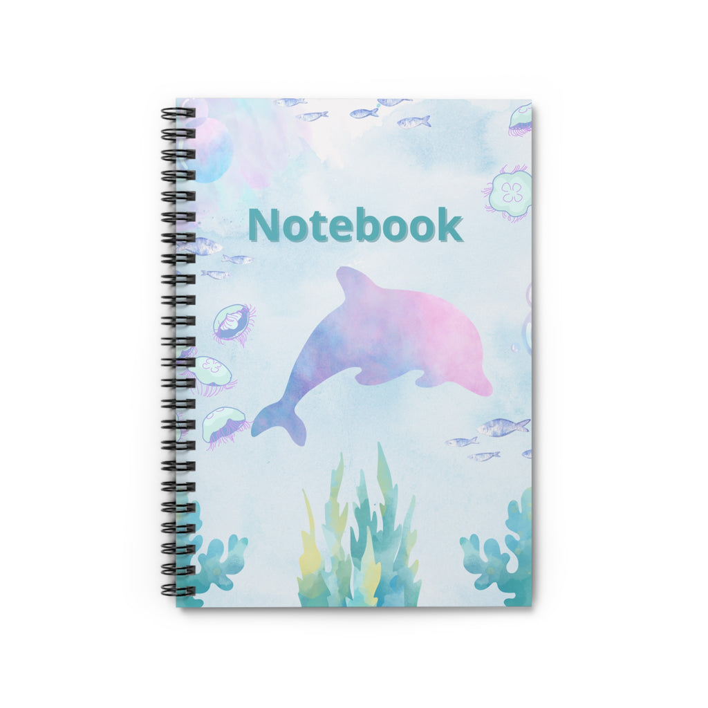 Dolphin Watercolor Spiral Notebook — Ruled Lined Journal for Kids & Ocean Lovers
