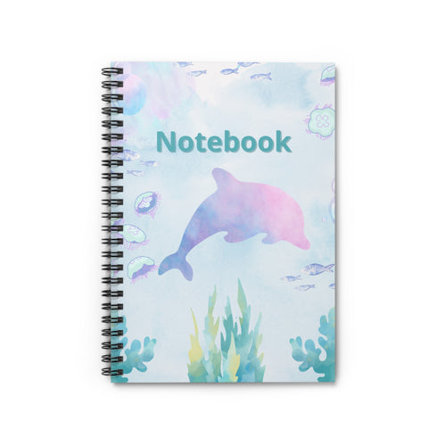 Dolphin Watercolor Spiral Notebook — Ruled Lined Journal for Kids & Ocean Lovers