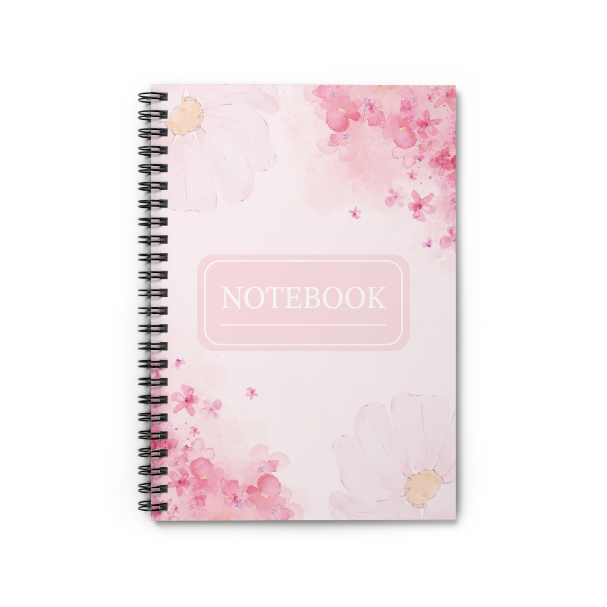 Pink Watercolor Flowers Spiral Notebook | Ruled Journal