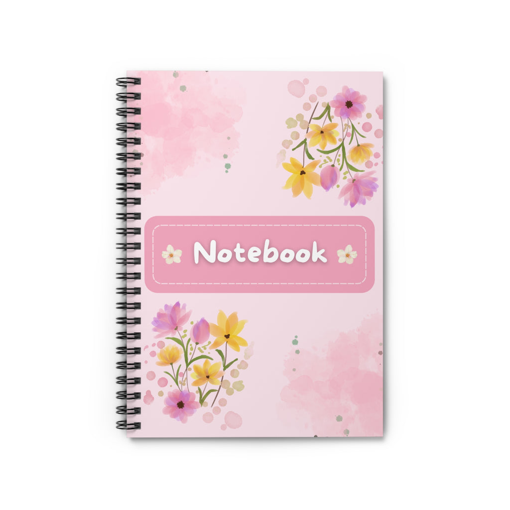 Pink Floral Notebook spiral notebook | ruled lined journal