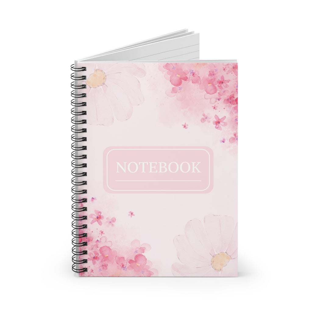 Pink Watercolor Flowers Spiral Notebook | Ruled Journal