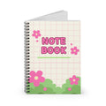 Floral Grid Spiral Notebook — Pink "NOTEBOOK" Cute Ruled Journal for School & Notes