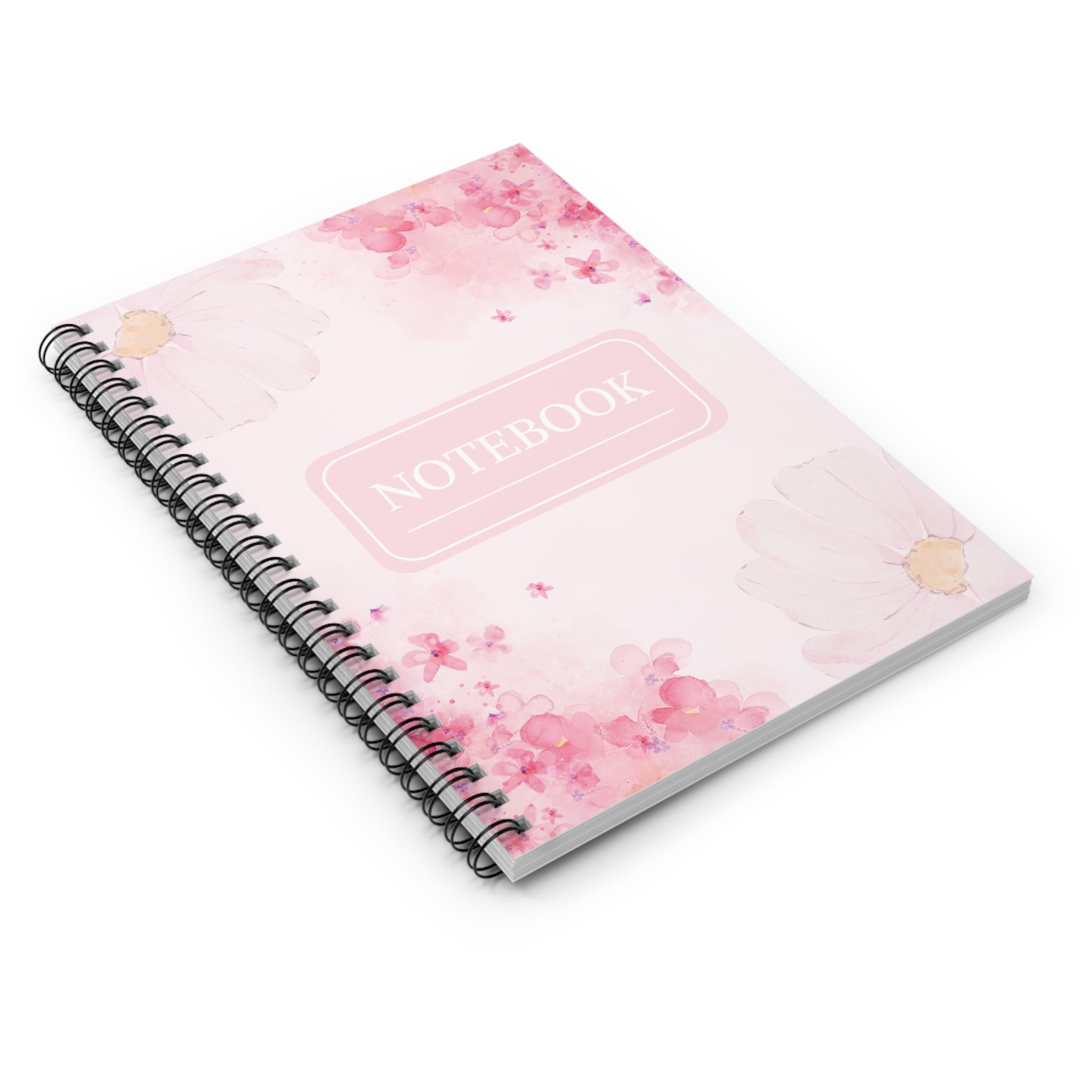 Pink Watercolor Flowers Spiral Notebook | Ruled Journal