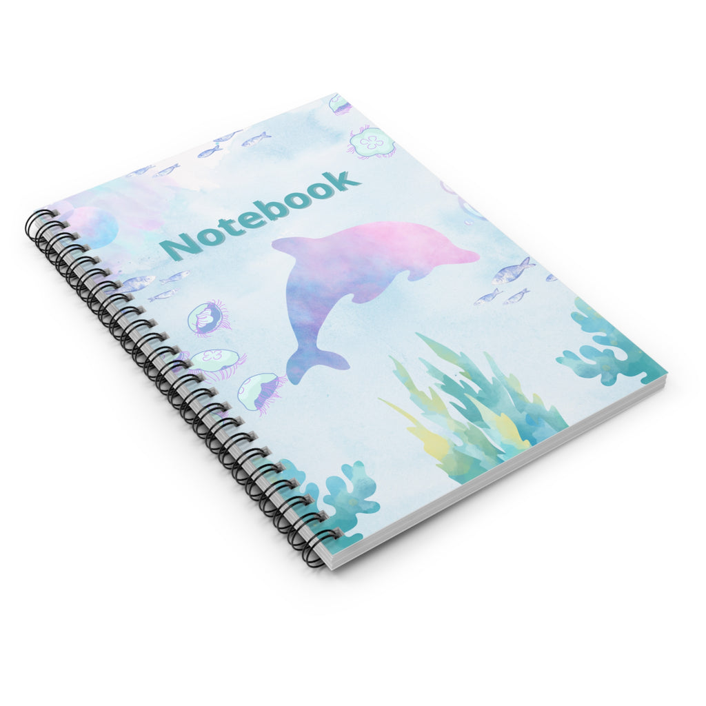 Dolphin Watercolor Spiral Notebook — Ruled Lined Journal for Kids & Ocean Lovers
