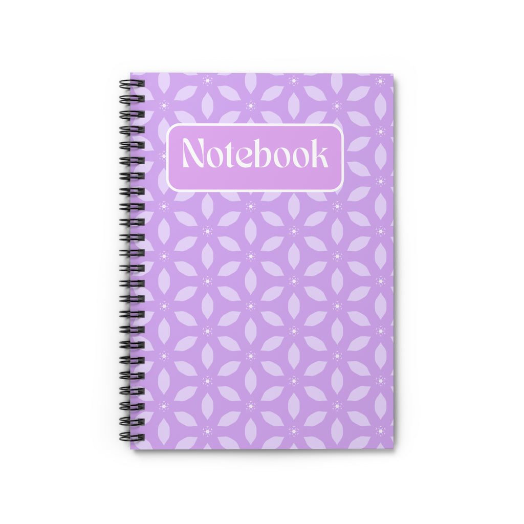 Purple Geometric Spiral Notebook — Ruled Journal with "Notebook" Cover