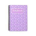 Purple Geometric Spiral Notebook — Ruled Journal with "Notebook" Cover