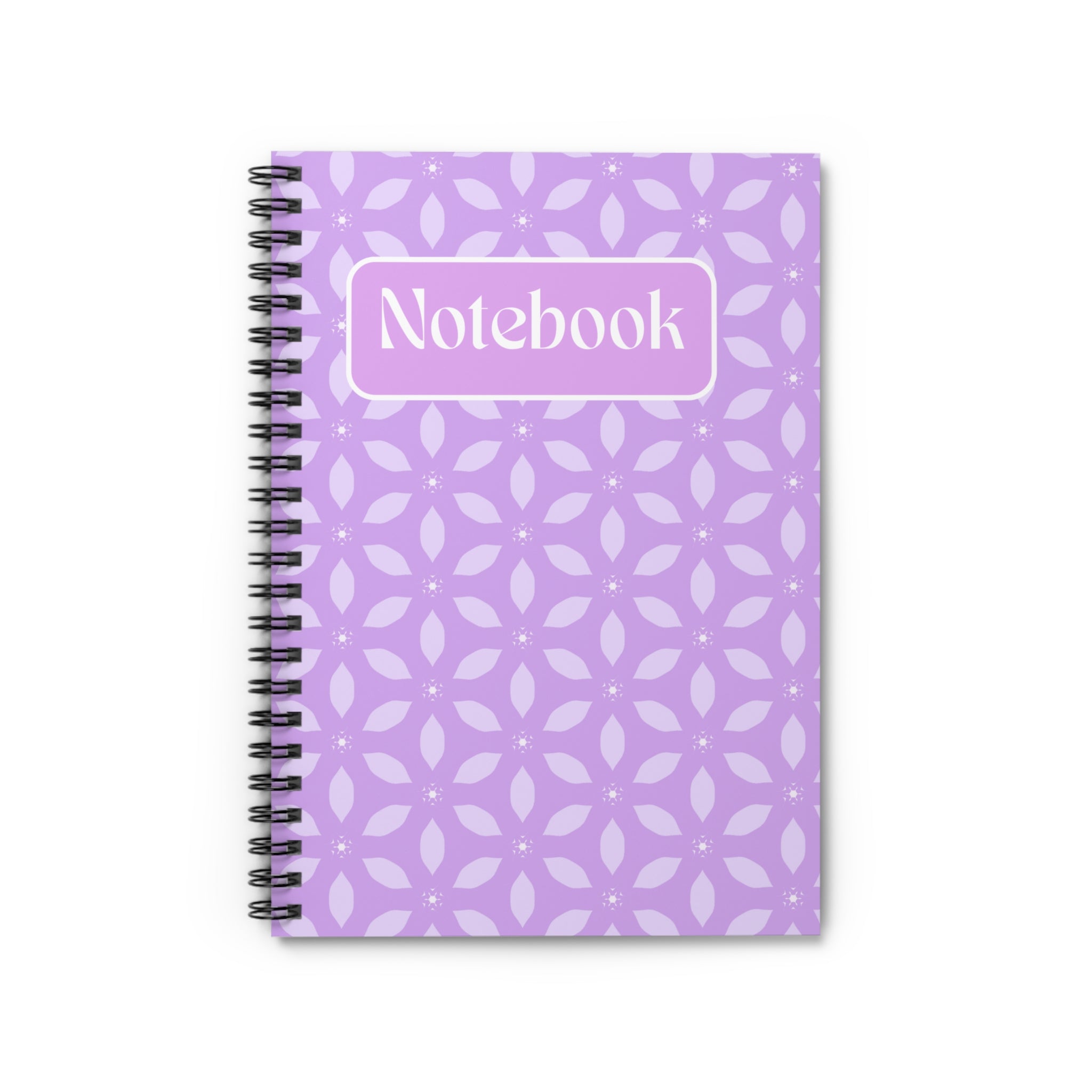 Purple Geometric Spiral Notebook — Ruled Journal with "Notebook" Cover