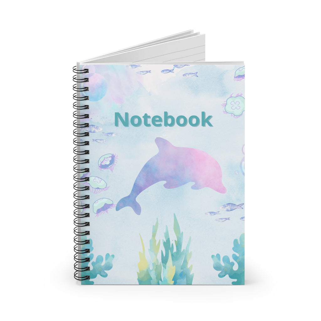 Dolphin Watercolor Spiral Notebook — Ruled Lined Journal for Kids & Ocean Lovers